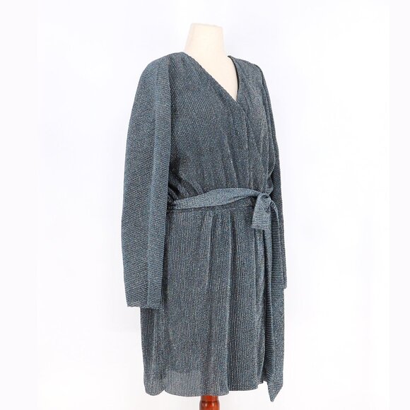 NWT H&M Glittery Jersey Wrap Blue Dress Size 4XL - Picture 4 of 8